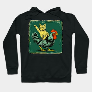 Funny Cat Riding a Chicken Hoodie